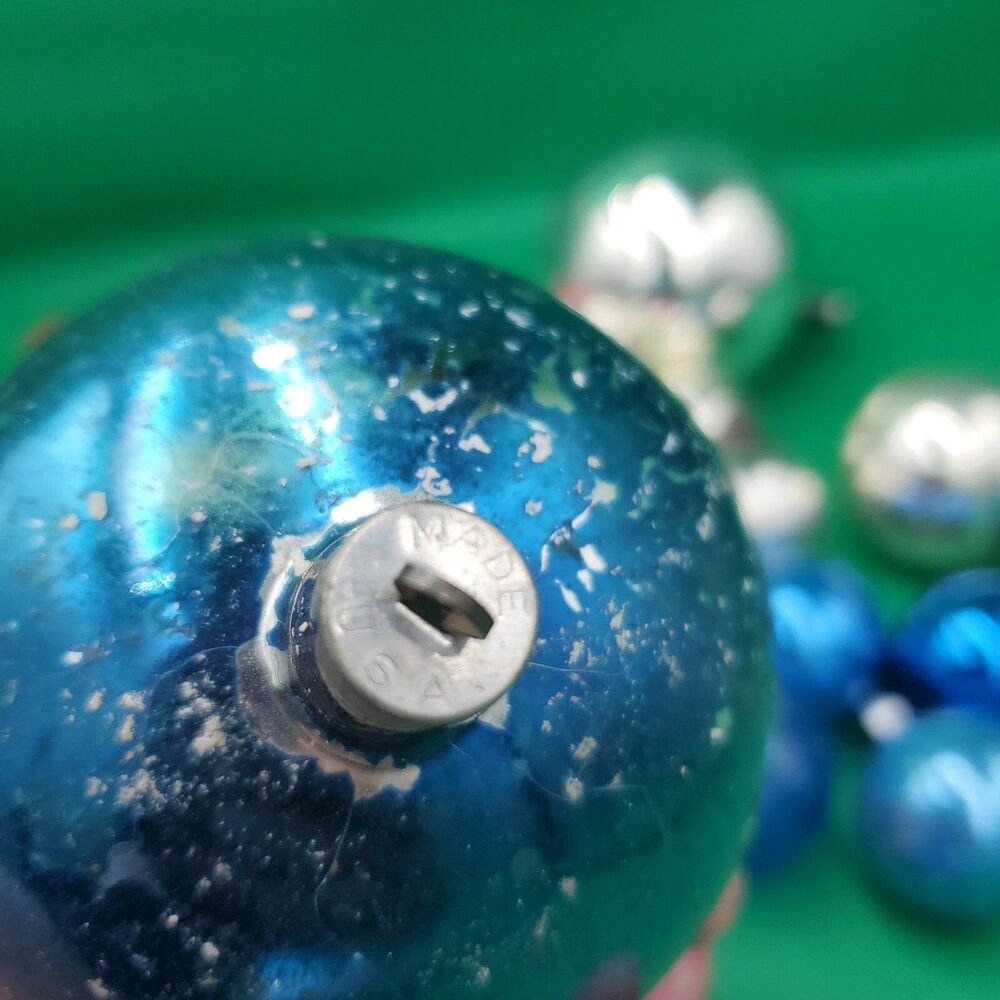 Lot of 59 Vintage Shiny Metallic Christmas Ornaments All Size/Color Made In USA - Picture 14 of 15